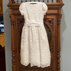 Divine Short Sleeve Corded Floral Lace Girl Dress